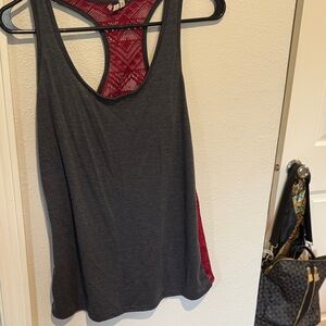 Discreet Charcoal and Crimson Tank Top